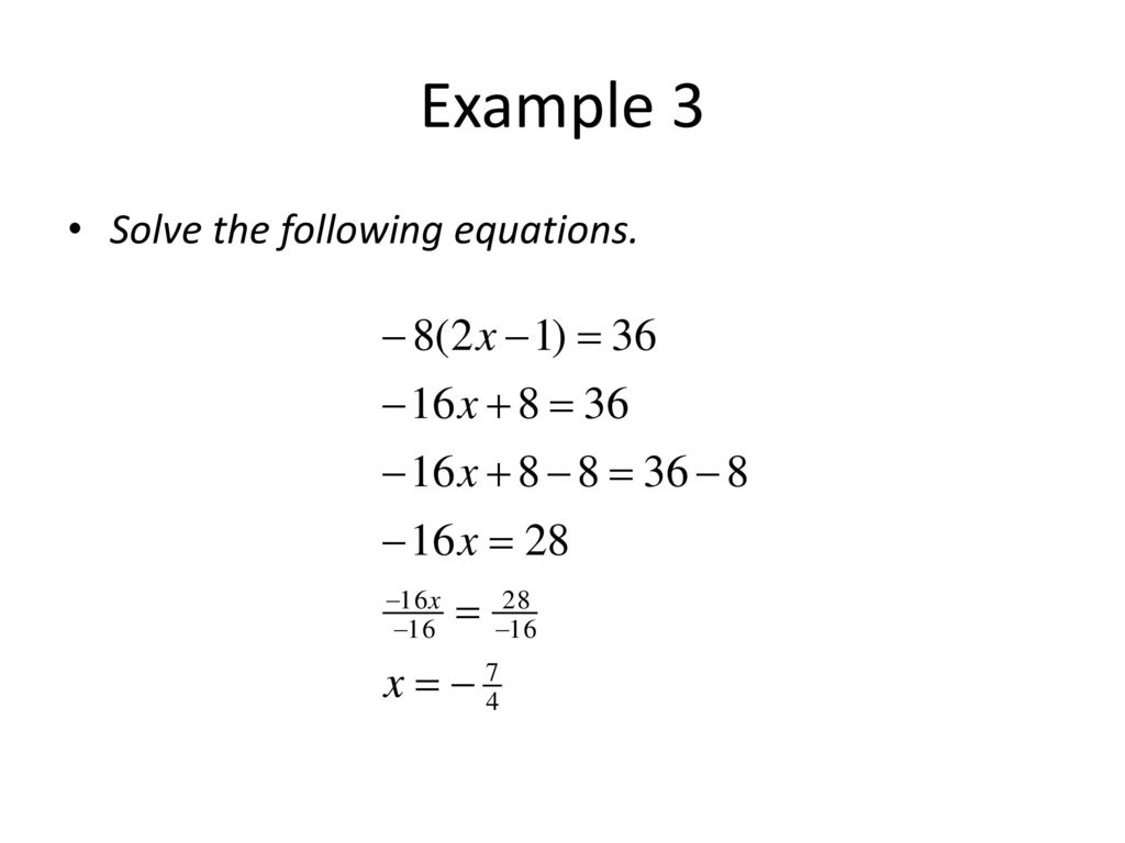Solve the following equations deals